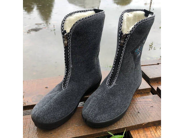Жіночі чоботи 40р 25,5см хутряні високі утеплені, Бурки повстяні жіночі, Суконні зимові бурки - Фото 8