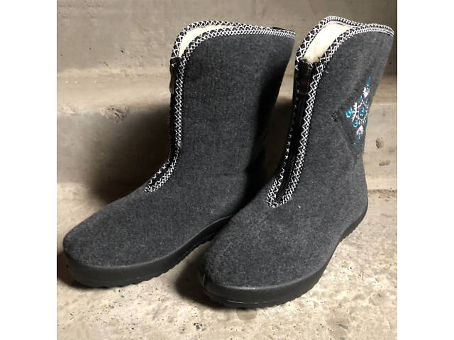 Жіночі чоботи 40р 25,5см хутряні високі утеплені, Бурки повстяні жіночі, Суконні зимові бурки - Фото 16