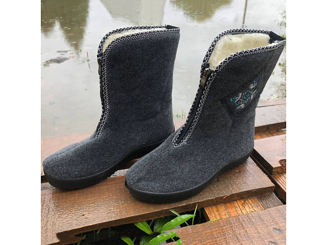 Жіночі чоботи 40р 25,5см хутряні високі утеплені, Бурки повстяні жіночі, Суконні зимові бурки - Фото 22