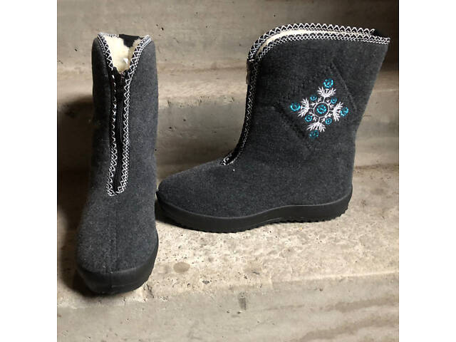 Жіночі чоботи 40р 25,5см хутряні високі утеплені, Бурки повстяні жіночі, Суконні зимові бурки - Фото 23