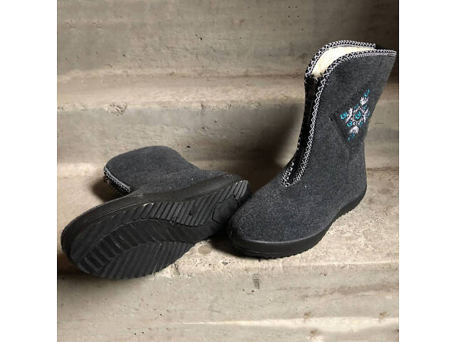 Жіночі чоботи 40р 25,5см хутряні високі утеплені, Бурки повстяні жіночі, Суконні зимові бурки - Фото 24