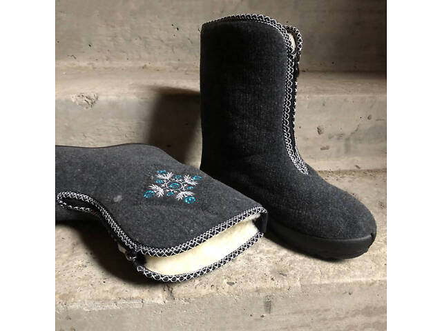 Жіночі чоботи 40р 25,5см хутряні високі утеплені, Бурки повстяні жіночі, Суконні зимові бурки - Фото 25