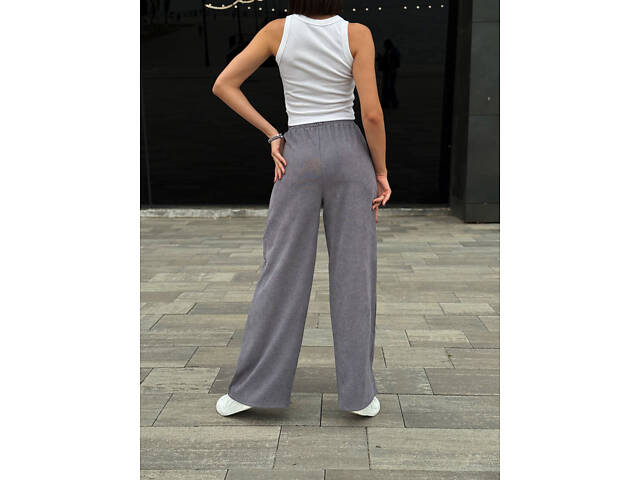 Жіночі вельветові штани палаццо 'Garda' | Батал Сірий, 50-52 - Фото 3
