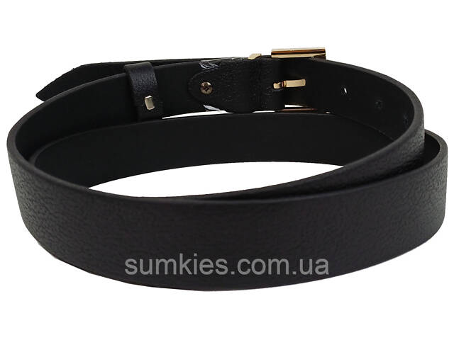 Жіночий шкіряний ремінь чорний із золотистою пряжкою Skipper - Фото 3