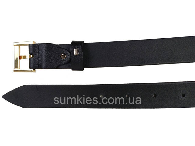 Жіночий шкіряний ремінь чорний із золотистою пряжкою Skipper - Фото 4
