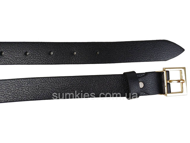 Жіночий шкіряний ремінь чорний із золотистою пряжкою Skipper - Фото 5