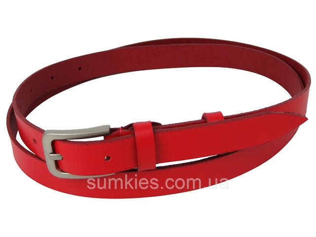 Жіночий шкіряний ремінь Skipper 1629-20 червоний 2 см - Фото 2