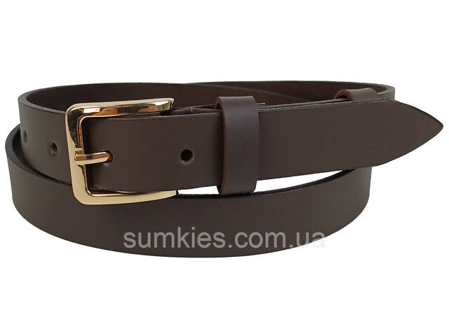 Жіночий шкіряний ремінь Skipper темно-коричневий, ширина 3 см - Фото 1