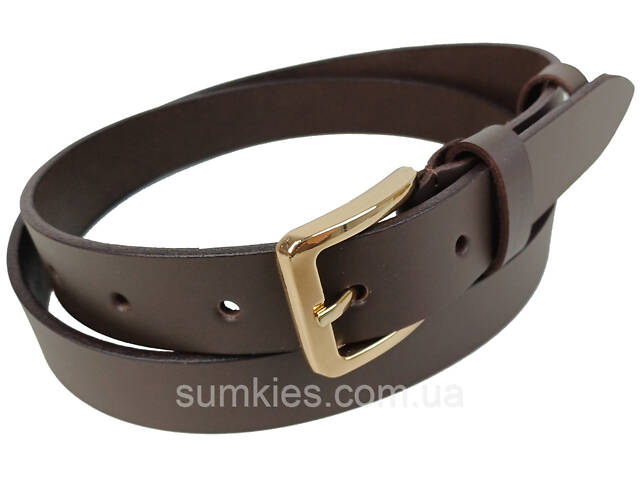 Жіночий шкіряний ремінь Skipper темно-коричневий, ширина 3 см - Фото 4
