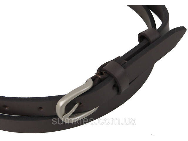 Жіночий шкіряний ремінь Skipper, Україна 1,5 см темно-коричневий - Фото 5