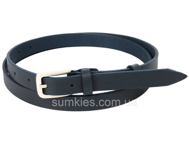 Жіночий шкіряний ремінь Skipper, Україна темно-синій 2 см - Фото 2