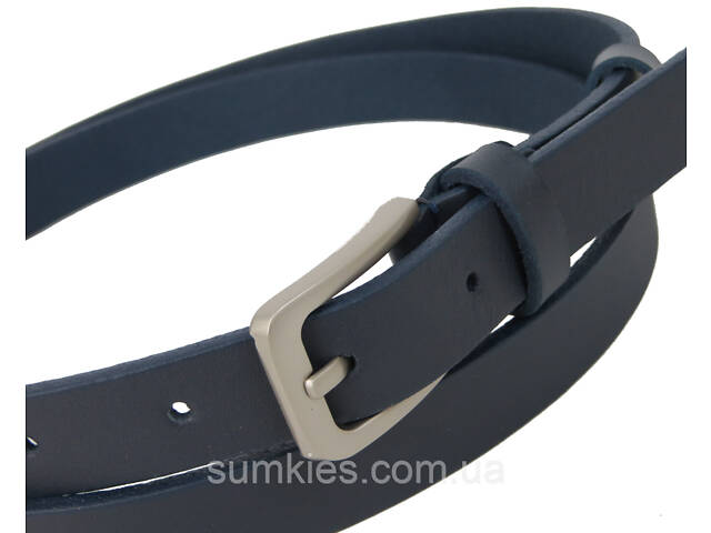 Жіночий шкіряний ремінь Skipper, Україна темно-синій 2 см - Фото 6