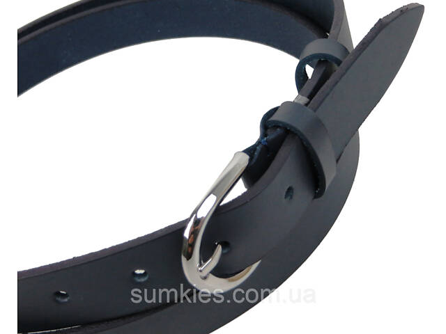 Жіночий шкіряний ремінь Skipper, Україна темно-синій 2,5 см - Фото 4