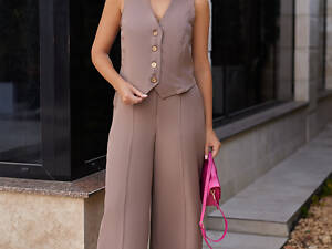 Женский костюм двойка жилетка с брюками 'Cavin' | Батал | Распродажа модели Мокко, 54-56