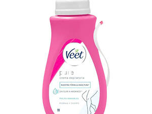 Жіночий крем Veet для депіляції волосся чутливої ​​шкіри ніг, тіла та лінії бікіні з дозатором та лопаткою у наборі 400