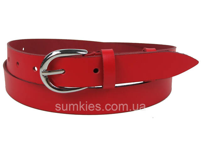 Жіночий ремінь шкіряний Skipper червоний, ширина 2,5 см - Фото 1