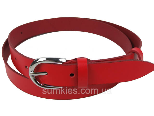 Жіночий ремінь шкіряний Skipper червоний, ширина 2,5 см - Фото 2