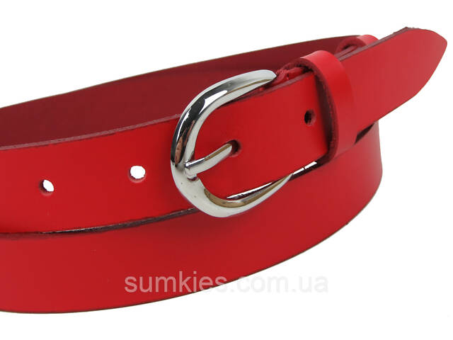 Жіночий ремінь шкіряний Skipper червоний, ширина 2,5 см - Фото 3