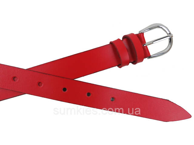 Жіночий ремінь шкіряний Skipper червоний, ширина 2,5 см - Фото 4