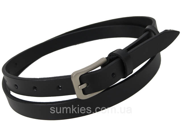 Жіночий ремінь, пояс зі шкіри Skipper чорний 2 см - Фото 5