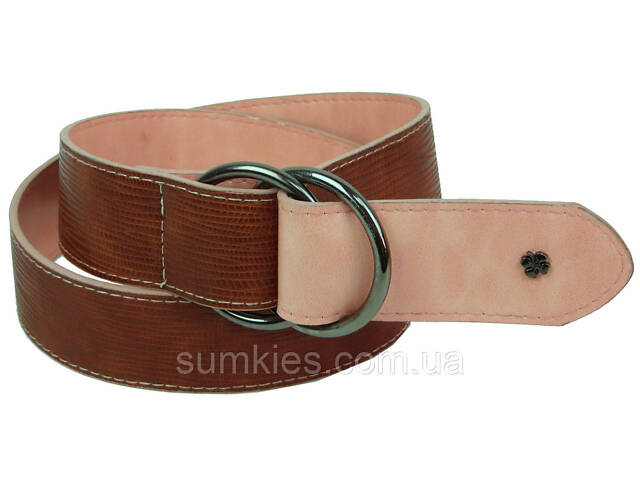 Жіночий ремінь з екошкіри, пряжка два кільця Doca коричневий - Фото 1