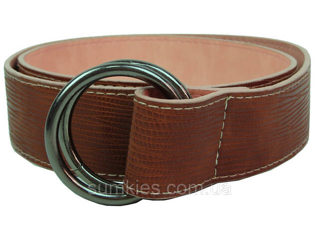 Жіночий ремінь з екошкіри, пряжка два кільця Doca коричневий - Фото 4