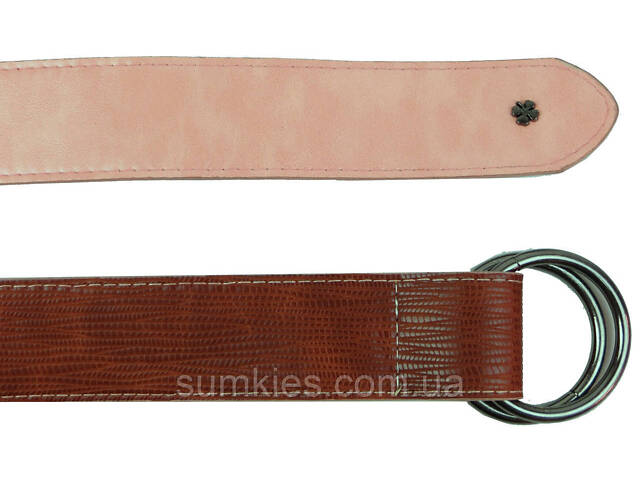 Жіночий ремінь з екошкіри, пряжка два кільця Doca коричневий - Фото 5