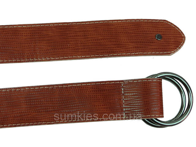 Жіночий ремінь з екошкіри, пряжка два кільця Doca коричневий - Фото 6