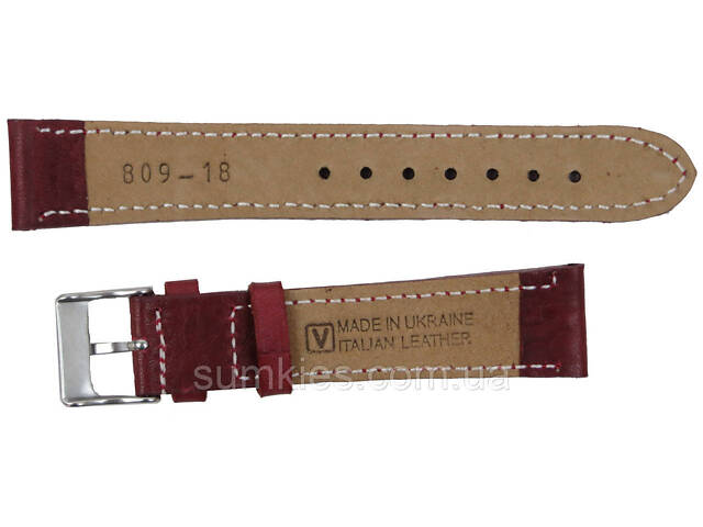 Жіночий ремінець для годинника зі шкіри Mykhail Ikhtyar Ш18 мм марсала - Фото 2