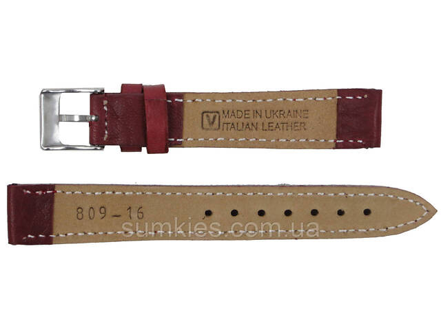 Жіночий ремінець для годинника зі шкіри Mykhail Ikhtyar Ш16 мм марсала - Фото 2