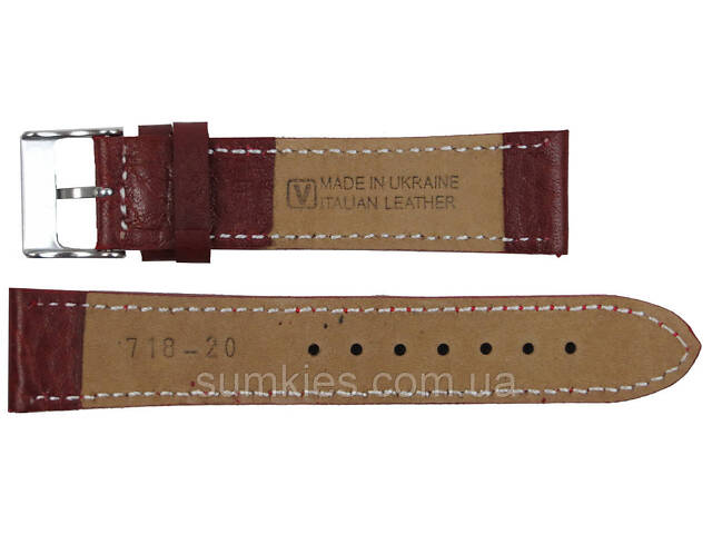 Жіночий ремінець для годинника зі шкіри Mykhail Ikhtyar Ш20 мм бордовий - Фото 2
