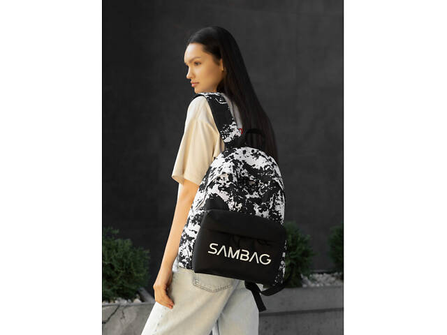 Жіночий рюкзак Sambag Active чорний тканевий з принтом 'split' - Фото 4