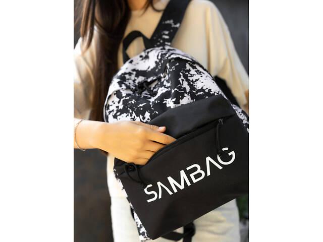 Жіночий рюкзак Sambag Active чорний тканевий з принтом 'split' - Фото 6