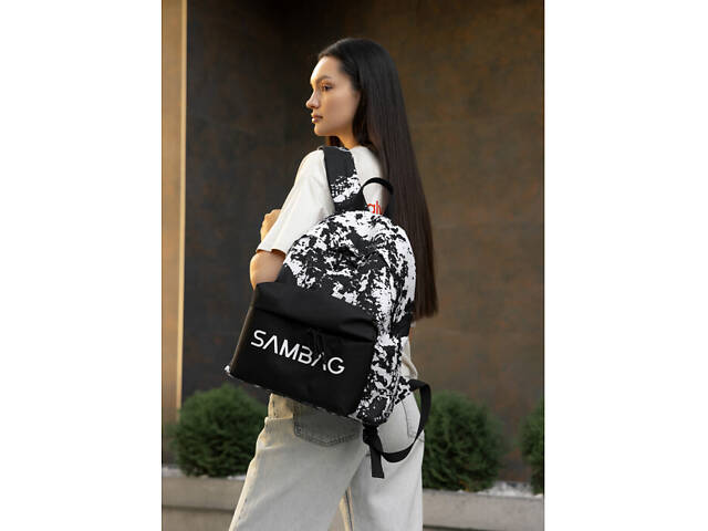 Жіночий рюкзак Sambag Active чорний тканевий з принтом 'split' - Фото 7