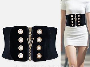 Жіночий широкий пояс корсет-резинка чорний