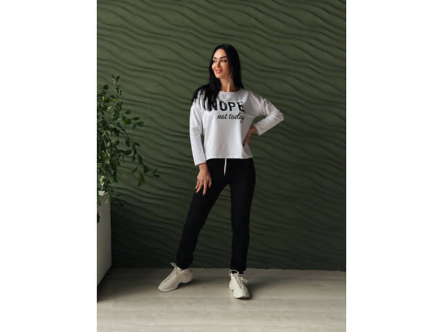 Жіночий спортивний костюм двонитка 'Foll' | Норма і батал Чорний, 50-52 - Фото 2