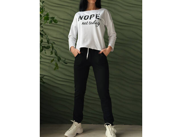 Жіночий спортивний костюм двонитка 'Foll' | Норма і батал Чорний, 50-52 - Фото 7