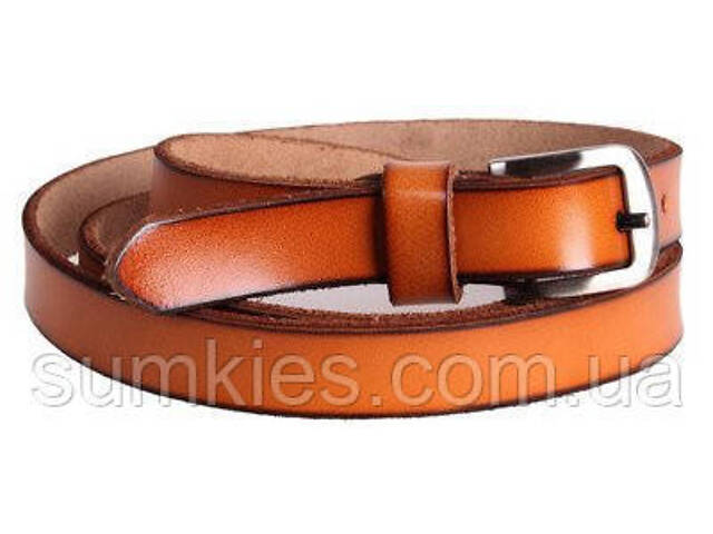 Жіночий вузький шкіряний ремінь kt6631 оранжевий 125х2 см - Фото 1