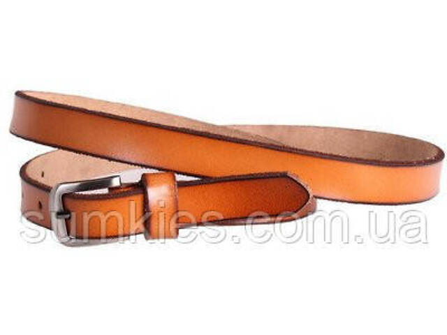 Жіночий вузький шкіряний ремінь kt6631 оранжевий 125х2 см - Фото 2
