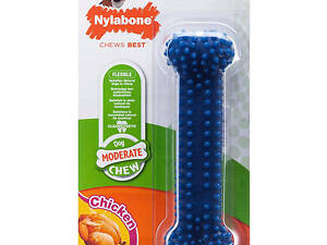 Жевательная игрушка Nylabone Moderate Chew Dental Bone 14,6x4,4x3,2 см со вкусом курицы Синий (18214812807)