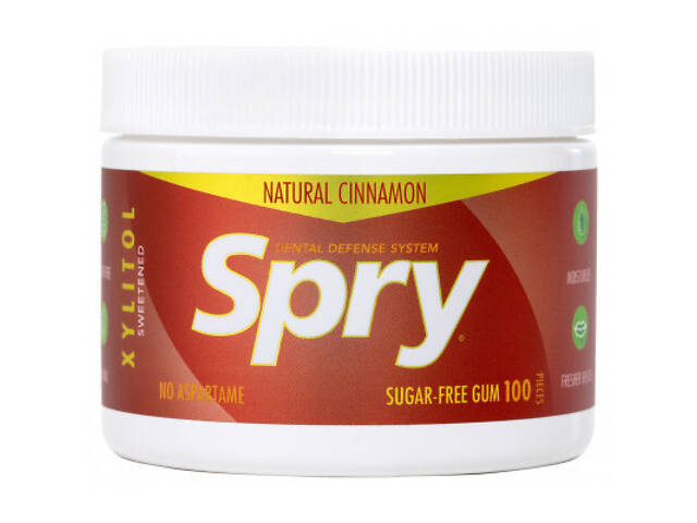 Жувальні резинки з ксилітом Spry натуральні з корицею 100 шт. (700596000148) - Фото 1