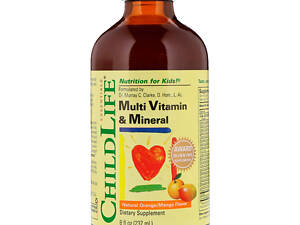 Рідкі Мультивітаміни для Дітей, Смак Апельсин-Манго, Multi Vitamin &amp; Mineral, ChildLife, 237 мл