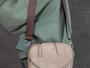 Жіноча сумка крос-боді з натуральної замші (бежева) SW110-3