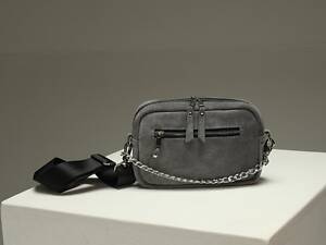 Жіноча сумка крос-боді з натуральної замши (сірий) SW110-5