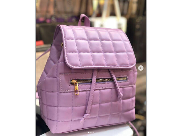 Женский фиолетовый рюкзак из эко кожи Турция маленький и удобный. - Фото 1