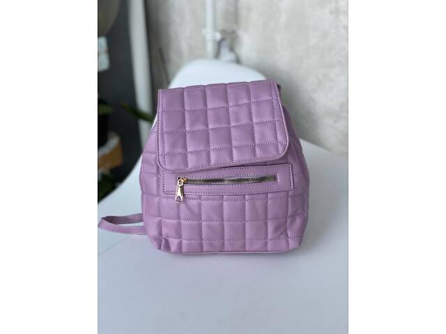 Женский фиолетовый рюкзак из эко кожи Турция маленький и удобный. - Фото 2
