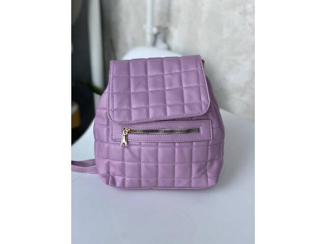 Женский фиолетовый рюкзак из эко кожи Турция маленький и удобный. - Фото 4