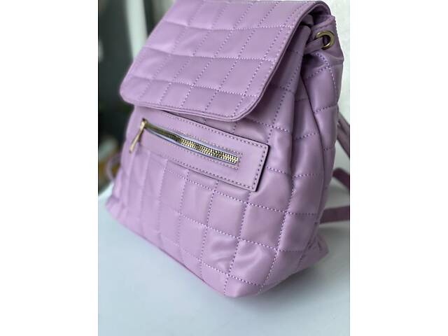 Женский фиолетовый рюкзак из эко кожи Турция маленький и удобный. - Фото 5