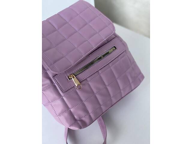 Женский фиолетовый рюкзак из эко кожи Турция маленький и удобный. - Фото 6