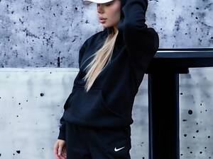 Жіночий зимовий костюм Nike на флісі чорний Розміри: